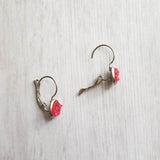Small Hot Pink Earrings, stainless steel earrings, hypoallergenic earrings, lever back earrings, fuchsia earrings, faux stone earrings druzy - Constant Baubling