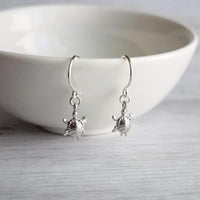 Silver Turtle Earrings, tiny turtle earring, small turtle dangle, little turtle earring, small silver dangle earring, sea creature earring - Constant Baubling
