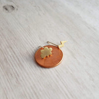 Lightning Cloud Stud Earrings, small gold stud, mismatched stud, rain storm earring, bolt earring, .925 sterling silver post weather earring - Constant Baubling