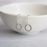 Silver Hoop Earrings - tiny little simple circle rings dangle from small ball ear hooks - minimalist delicate lightweight - gifts for her - Constant Baubling