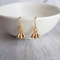 Gold Drop Earrings, little teardrop earring, gold teardrop earring, 3 drop earring, dainty gold earring, 14K solid gold hook opt, small drop - Constant Baubling