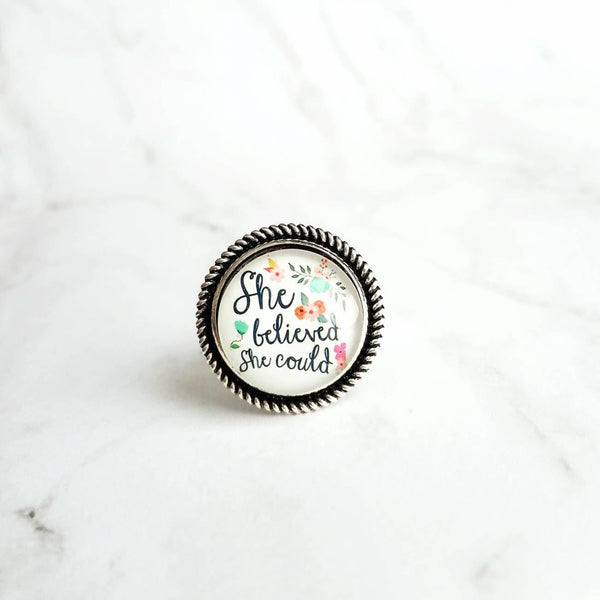 Motivational Ring, She Believed She Could, So She Did, encouragement gift, strength motivation gift, believe in yourself, you got this gift - Constant Baubling