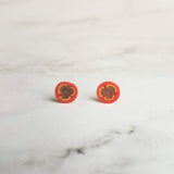 Tomato Earrings, tomato studs, tiny tomato earring, food earring, vegetable earring, fruit earring, small tomato stud, surgical steel, chef - Constant Baubling