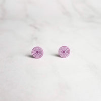 Red Onion Earrings - tiny little purple veggie slice on pierced surgical steel post - small handmade foodie gift for hostess, chef, cook - Constant Baubling