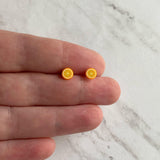 Orange Earrings, tiny orange studs, fruit earrings, orange slice earring citrus jewelry chef foodie Florida gift small round stainless steel - Constant Baubling