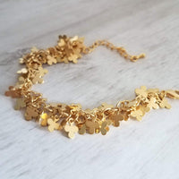 Clover Bracelet, gold cluster bracelet, gold clover chain, lucky charm bracelet, fringe bracelet, good luck bracelet, St Patricks bracelet - Constant Baubling