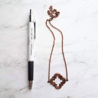 Copper Clover Necklace, 4 lobe pendant, antique copper necklace, aged copper clover necklace, copper clover pendant, large clover necklace - Constant Baubling