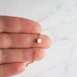 Cube Necklace, rose gold cube necklace, rose gold necklace, pink gold necklace, square bead necklace, layering necklace, delicate necklace - Constant Baubling