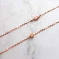 Cube Necklace, rose gold cube necklace, rose gold necklace, pink gold necklace, square bead necklace, layering necklace, delicate necklace - Constant Baubling