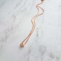 Cube Necklace, rose gold cube necklace, rose gold necklace, pink gold necklace, square bead necklace, layering necklace, delicate necklace - Constant Baubling