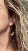 Bohemian Copper Earrings, dark antique copper, oxidized copper, Bali edge, lightweight earring, boho earrings, copper teardrop medallion - Constant Baubling