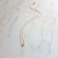 Rose Gold Horseshoe Necklace, delicate rose gold chain, horseshoe pendant, tiny horseshoe necklace, good luck charm small horse shoe pendant - Constant Baubling