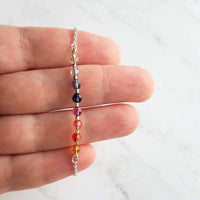Rainbow Necklace, colorful necklace, rainbow crystal necklace, delicate necklace, sterling silver chain, ombre necklace sunset purple orange - Constant Baubling