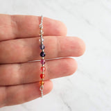 Rainbow Necklace, colorful necklace, rainbow crystal necklace, delicate necklace, sterling silver chain, ombre necklace sunset purple orange - Constant Baubling