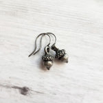 Silver Acorn Earrings, tiny acorn earring, antique silver acorn earring, small acorn earring, acorn dangle, squirrel earring, little charm - Constant Baubling