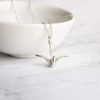 Silver Crane Necklace, origami crane necklace, gold crane necklace, maternal love necklace, good will necklace, folded paper crane necklace - Constant Baubling