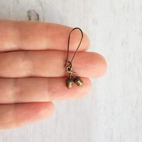 Acorn Earrings, bronze acorn earring, antique brass acorn earring, squirrel earring, rustic acorn earring, oak tree earring fall autumn gift - Constant Baubling