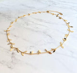 Gold Sequin Layer Necklace - tiny sparkling leaf shape charm layering chain in shiny 14K gold plate - adjustable & custom length available - Constant Baubling