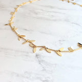 Gold Sequin Layer Necklace - tiny sparkling leaf shape charm layering chain in shiny 14K gold plate - adjustable & custom length available - Constant Baubling