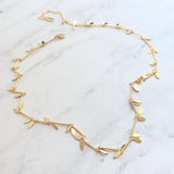 Gold Sequin Layer Necklace - tiny sparkling leaf shape charm layering chain in shiny 14K gold plate - adjustable & custom length available - Constant Baubling