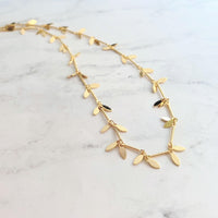 Gold Sequin Layer Necklace - tiny sparkling leaf shape charm layering chain in shiny 14K gold plate - adjustable & custom length available - Constant Baubling