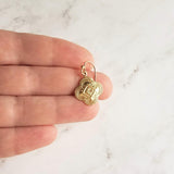 Clover Earring - sweet little gold stamped 4 leaf/lobe Irish charm on small plain ear hook - raised design w/ boho ornate detail - Constant Baubling