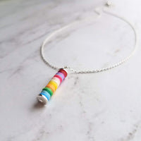 Colorful Necklace, multicolor necklace, ombre necklace, rainbow necklace, rainbow pendant, tube pendant, rainbow tube, cheer up gift, silver - Constant Baubling