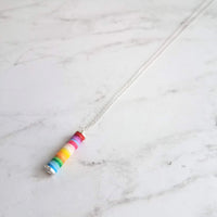 Colorful Necklace, multicolor necklace, ombre necklace, rainbow necklace, rainbow pendant, tube pendant, rainbow tube, cheer up gift, silver - Constant Baubling