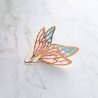 Large Wing Earrings, solid gold hooks, 14K gold fill hooks, sheer fabric earring, rainbow butterfly earring, angel wing, colorful wings - Constant Baubling