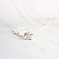 Silver Star Necklace - .925 sterling silver rolo chain/simple minimalist matte rhodium brass small charm pendant - Baby I'm a STAR - Constant Baubling