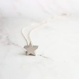 Silver Star Necklace - .925 sterling silver rolo chain/simple minimalist matte rhodium brass small charm pendant - Baby I'm a STAR - Constant Baubling