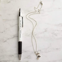 Minimalist Geometric Necklace - silver tiny double pyramid spear charm trio - small octahedron diamond shape charm dangle pendant jewelry - Constant Baubling