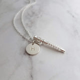 Flute Necklace, silver necklace, initial necklace, personalized necklace, flute charm necklace, piccolo pendant, flautist necklace orchestra - Constant Baubling