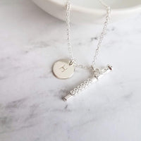 Flute Necklace, silver necklace, initial necklace, personalized necklace, flute charm necklace, piccolo pendant, flautist necklace orchestra - Constant Baubling