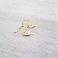 Gold Lightning Bolt Earring, tiny lightning earring, little bolt earring, small lightning bolt earring, thunderstorm earring, high voltage - Constant Baubling