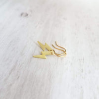 Gold Lightning Bolt Earring, tiny lightning earring, little bolt earring, small lightning bolt earring, thunderstorm earring, high voltage - Constant Baubling