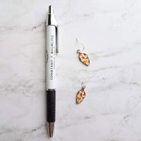 Fall Leaf Earrings - little enamel leaves - yellow orange red green tiny ginkgo print charm - sterling silver hook upgrade - autumn jewelry - Constant Baubling