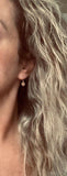 Small Round Rose Gold Earrings, black enamel earring, rose gold black earring, rose gold dot earring, tiny rose gold dangle earring, little - Constant Baubling