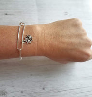 Spiderweb Bracelet, Halloween bracelet, spider bracelet, Halloween jewelry, silver wire bangle, spider charm October birthday trick or treat - Constant Baubling