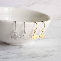 Small Cloud Earrings - very tiny silver puff cumulus charm dangles - upgrade to simple dainty .925 sterling hooks - rain storm weather gift - Constant Baubling
