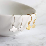 Small Cloud Earrings - very tiny silver puff cumulus charm dangles - upgrade to simple dainty .925 sterling hooks - rain storm weather gift - Constant Baubling
