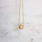 Gold Pave Ball Necklace, round crystal slider, thin gold chain, diamond ball, crystal ball bead, tiny faux diamond, 8mm cubic zirconia cz - Constant Baubling