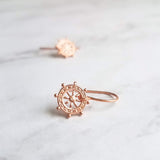 Boat Helm Earrings - rose gold nautical ship steering wheel - leadership responsibility victory symbol jewelry - captain sailing gift - Constant Baubling
