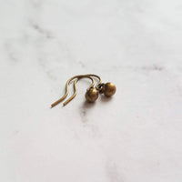 Tiny Ball Earrings, bronze earring, antique brass earring, brass ball earring, little ball earring, ball dangle, bronze ball earring, orb - Constant Baubling