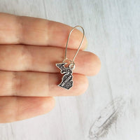 Silver Michigan Earrings - small upper/lower peninsula mitten state gift - handmade hometown love jewelry souvenir - made in Michigan - Constant Baubling