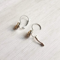 Silver & Gold Earrings - metallic bumpy faux rock drusy on steel latching leverback - rough jagged iridescent drusy stone imitation - Constant Baubling