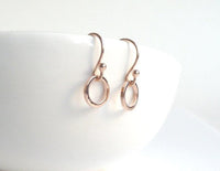 Rose Gold Circle Earrings - tiny rose gold earring, small rose gold hoop, little circle earring, simple hoop, plain circle earring, dainty - Constant Baubling