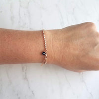 Small Evil Eye Bracelet, delicate rose gold chain, rose gold bracelet, rose gold evil eye, protection bracelet, good fortune bracelet - Constant Baubling