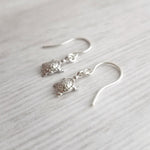 Silver Turtle Earrings, tiny turtle earring, small turtle dangle, little turtle earring, small silver dangle earring, sea creature earring - Constant Baubling
