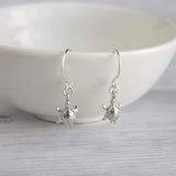 Silver Turtle Earrings, tiny turtle earring, small turtle dangle, little turtle earring, small silver dangle earring, sea creature earring - Constant Baubling